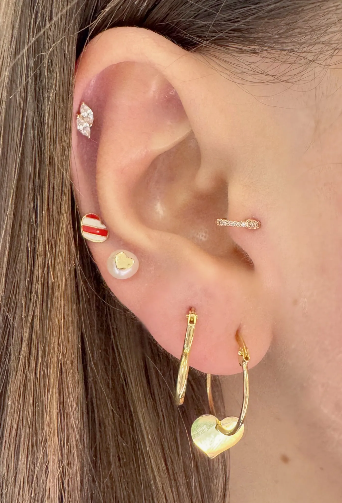 Hoop Earring with Hanging Heart Charm