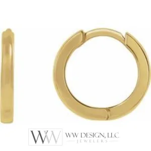 Hoop Huggie Sleeper Earrings 10mm  - 14K Gold (Y, R OR W), Platinum, or Sterling Silver