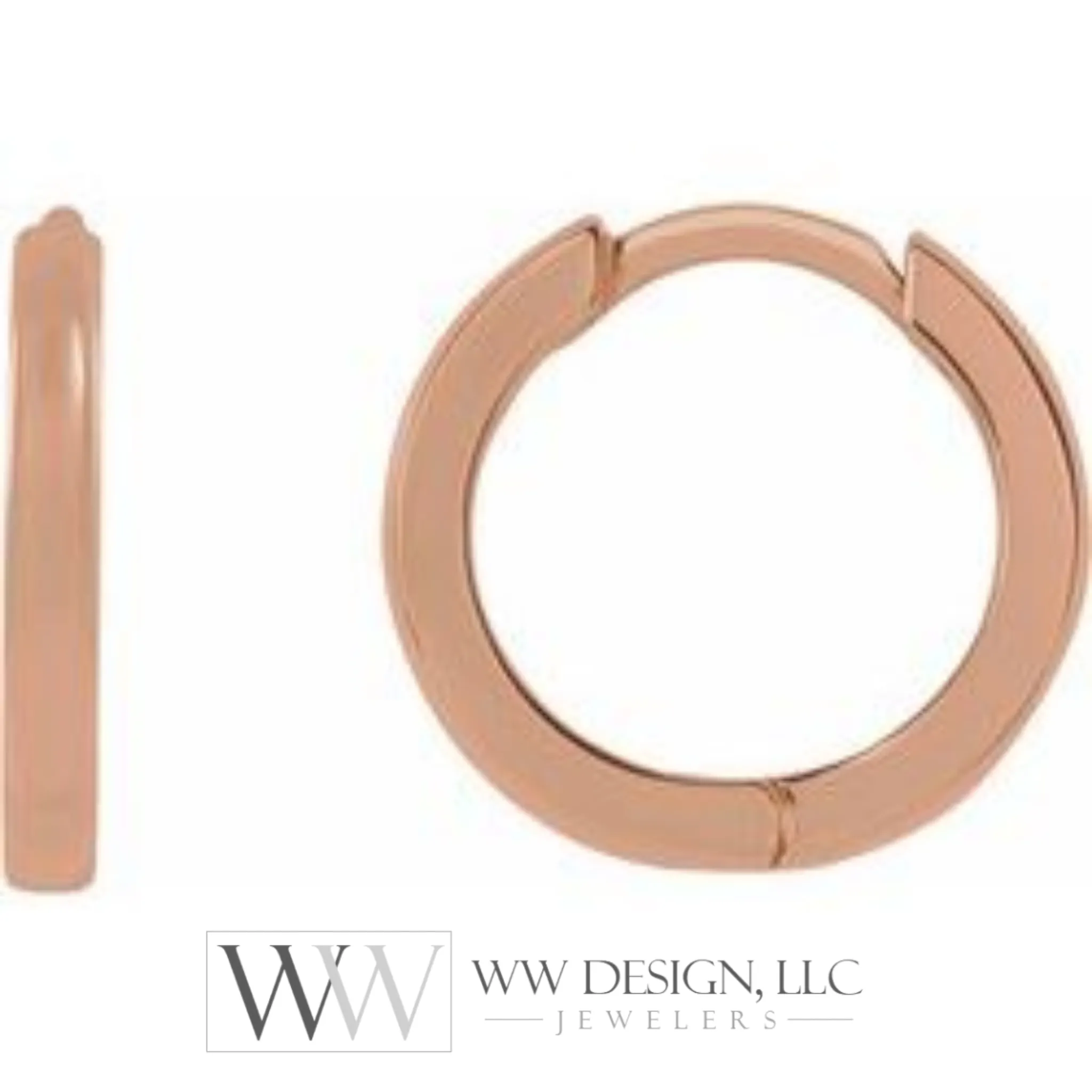 Hoop Huggie Sleeper Earrings 10mm  - 14K Gold (Y, R OR W), Platinum, or Sterling Silver