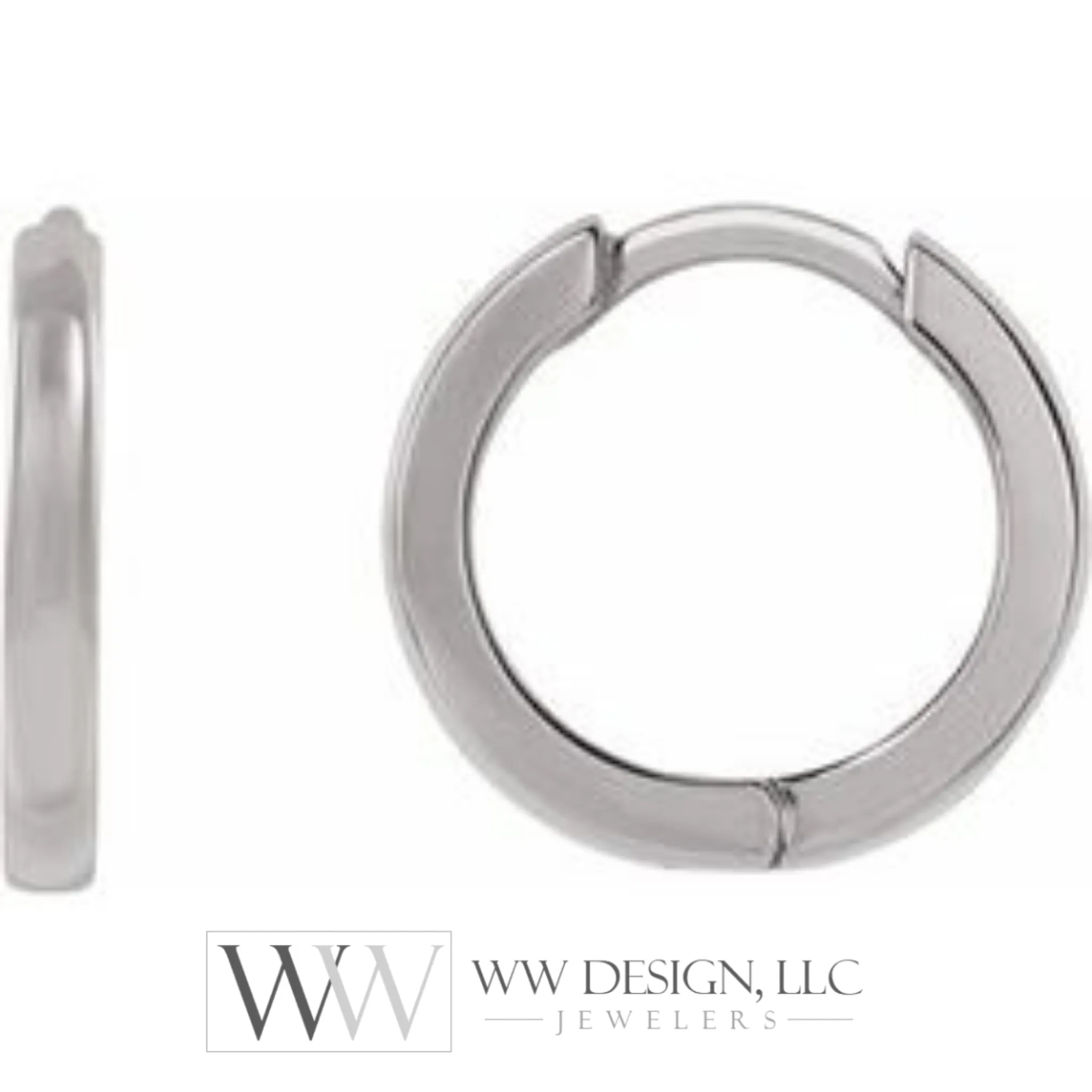 Hoop Huggie Sleeper Earrings 10mm  - 14K Gold (Y, R OR W), Platinum, or Sterling Silver