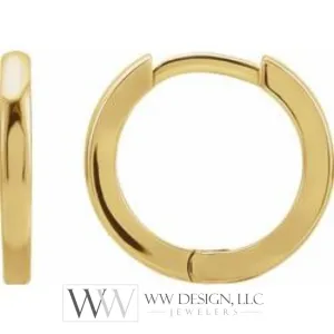 Hoop Huggie Sleeper Earrings 12.5mm - 14K Gold (Y, R OR W), Platinum, or Sterling Silver