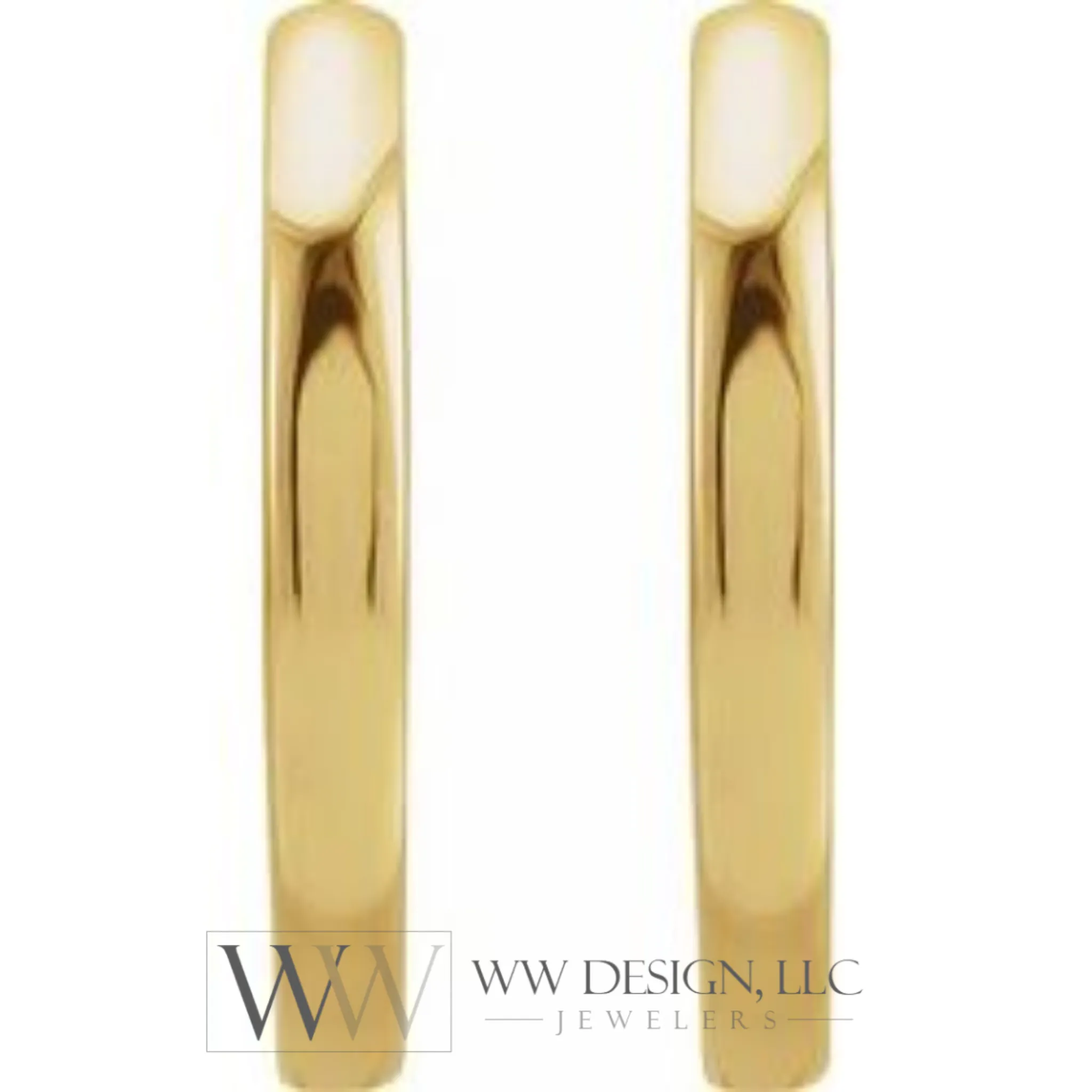 Hoop Huggie Sleeper Earrings 12.5mm - 14K Gold (Y, R OR W), Platinum, or Sterling Silver