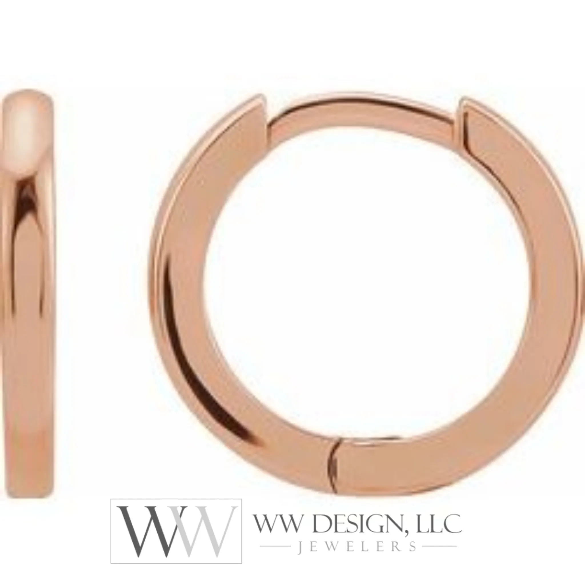 Hoop Huggie Sleeper Earrings 12.5mm - 14K Gold (Y, R OR W), Platinum, or Sterling Silver