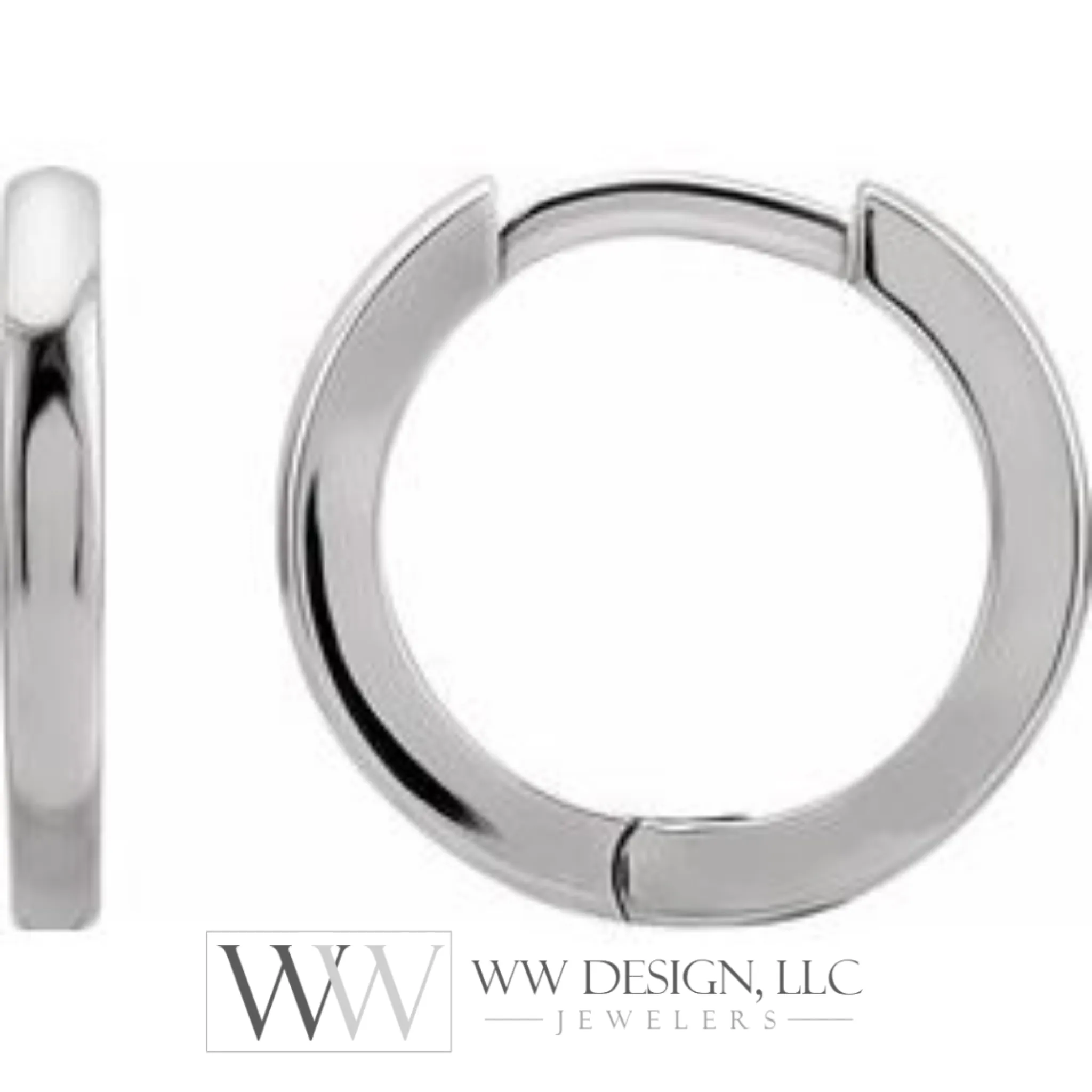 Hoop Huggie Sleeper Earrings 12.5mm - 14K Gold (Y, R OR W), Platinum, or Sterling Silver