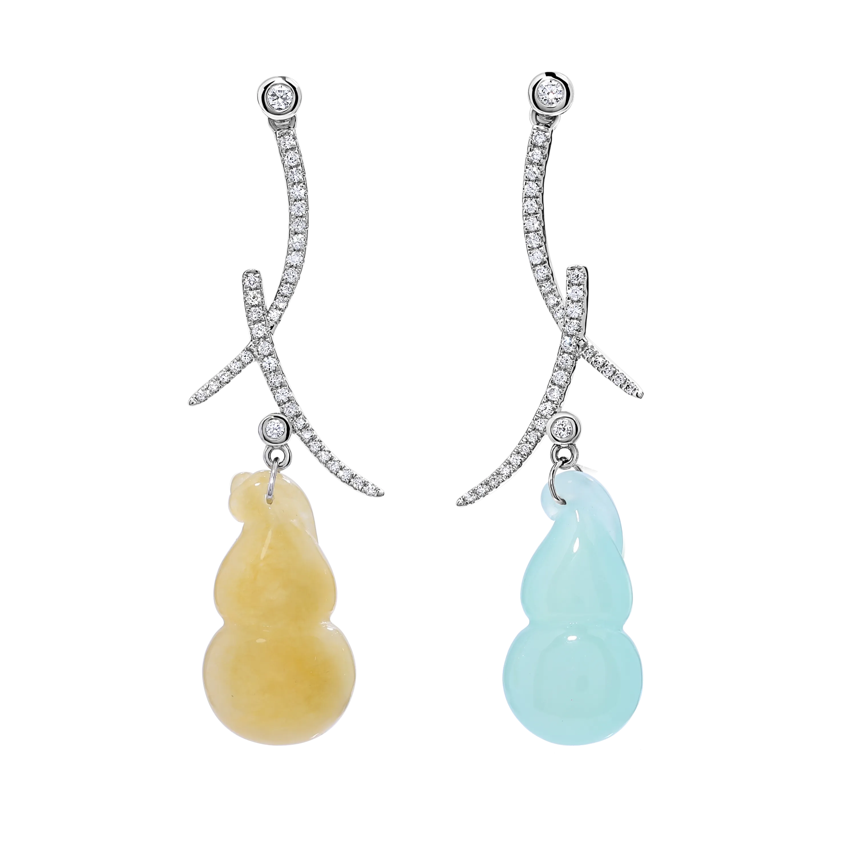 Hulu Natural Yellow and Green Jade Earring