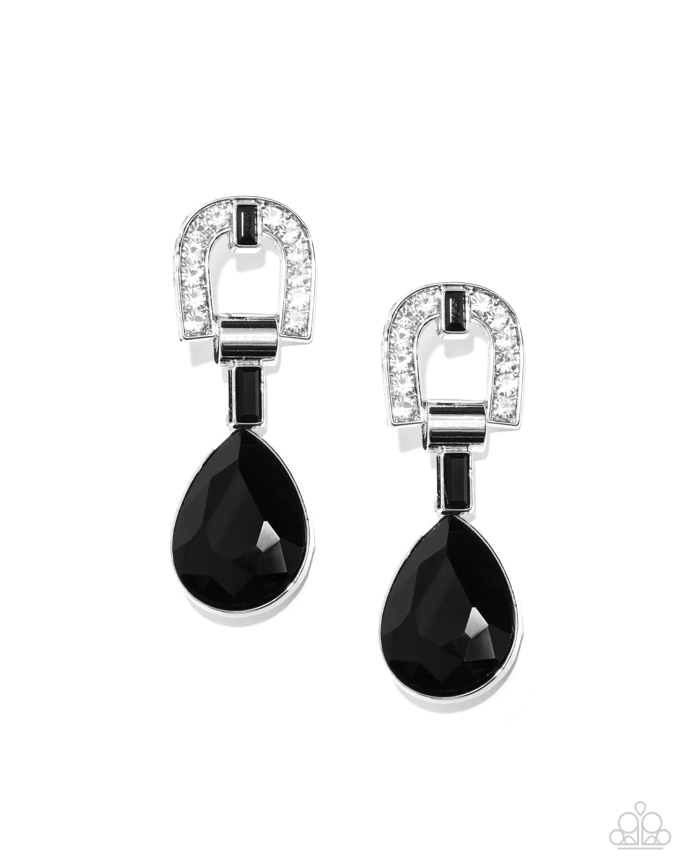 In ARCHING Order - Black - Oversized Teardrop Paparazzi Post Earrings