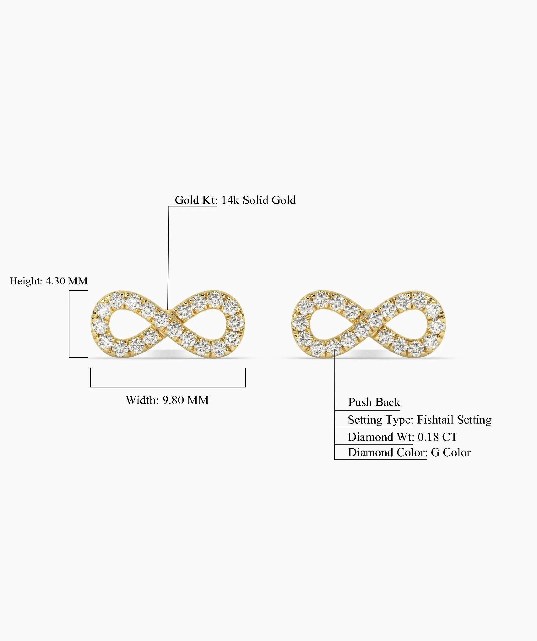 Infinity Sparkle 14K Gold Stud Earrings