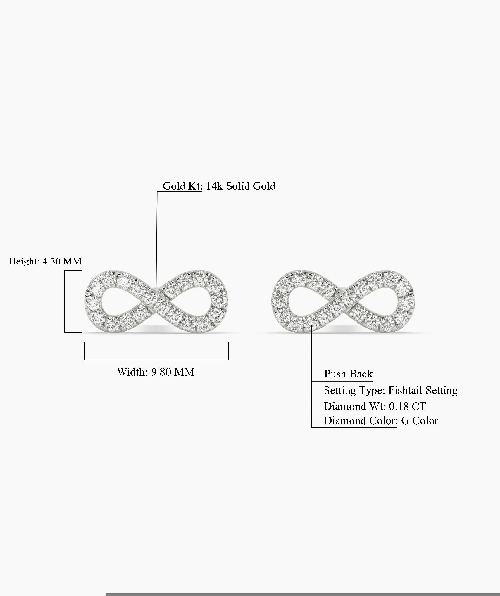 Infinity Sparkle 14K Gold Stud Earrings