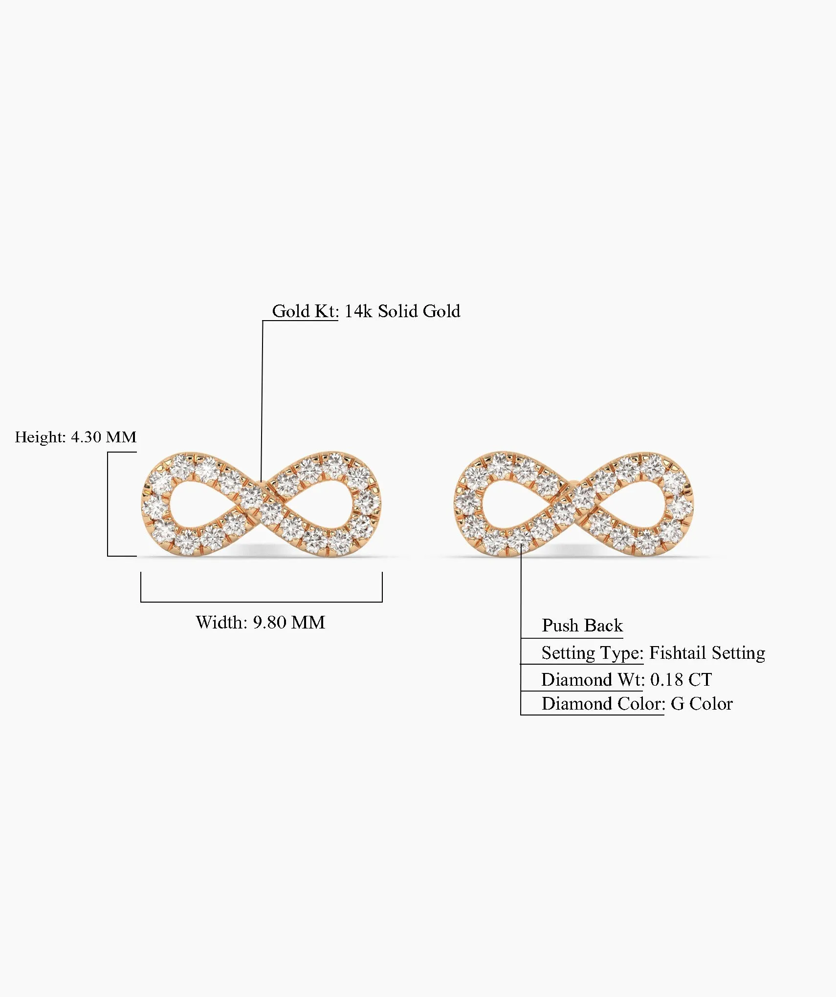 Infinity Sparkle 14K Gold Stud Earrings