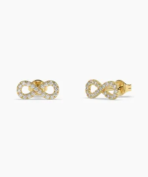 Infinity Sparkle 14K Gold Stud Earrings