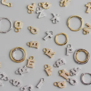 Inlaid Customizable Letter and Hoop Earrings
