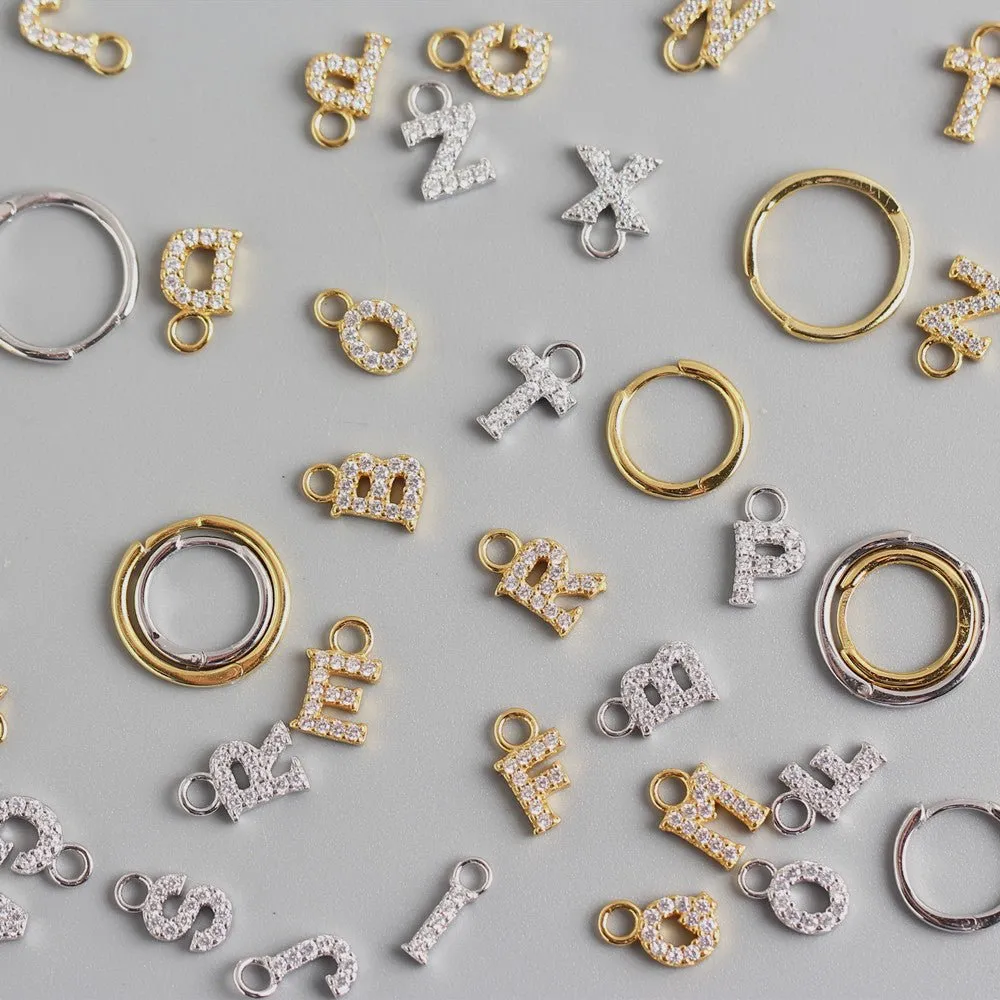 Inlaid Customizable Letter and Hoop Earrings