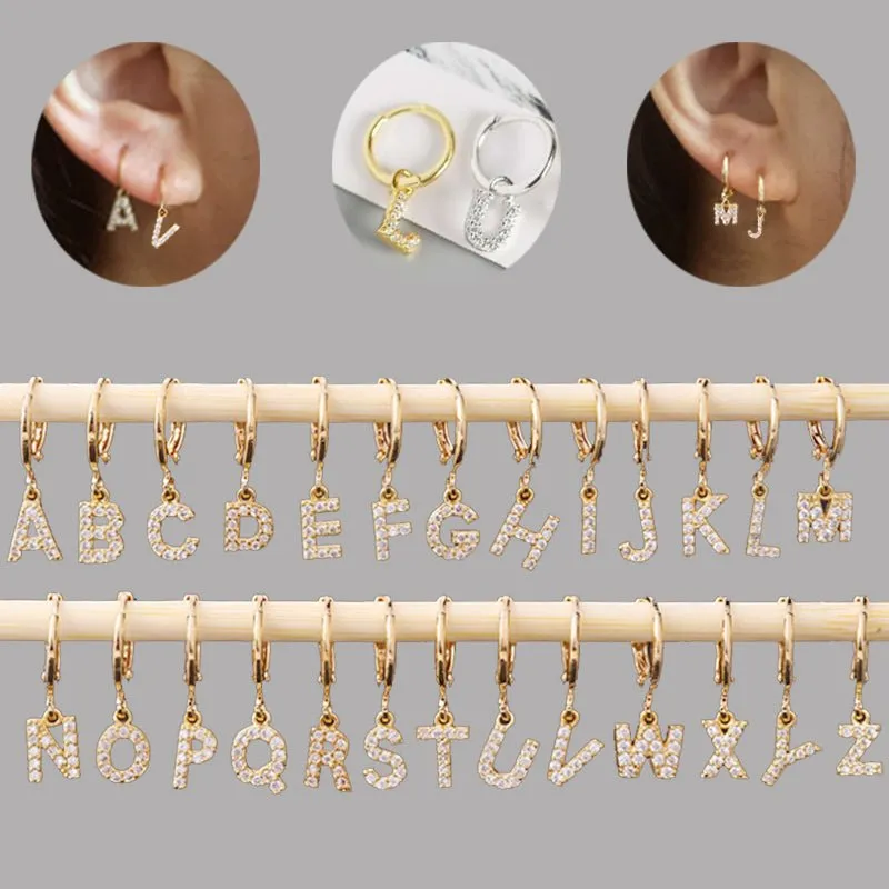 Inlaid Customizable Letter and Hoop Earrings