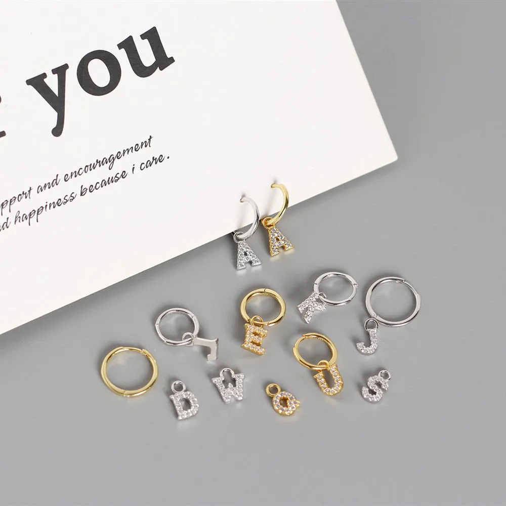 Inlaid Customizable Letter and Hoop Earrings