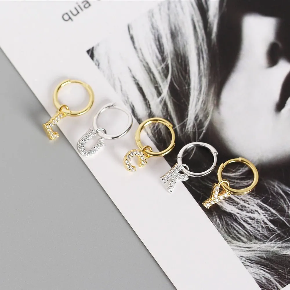 Inlaid Customizable Letter and Hoop Earrings