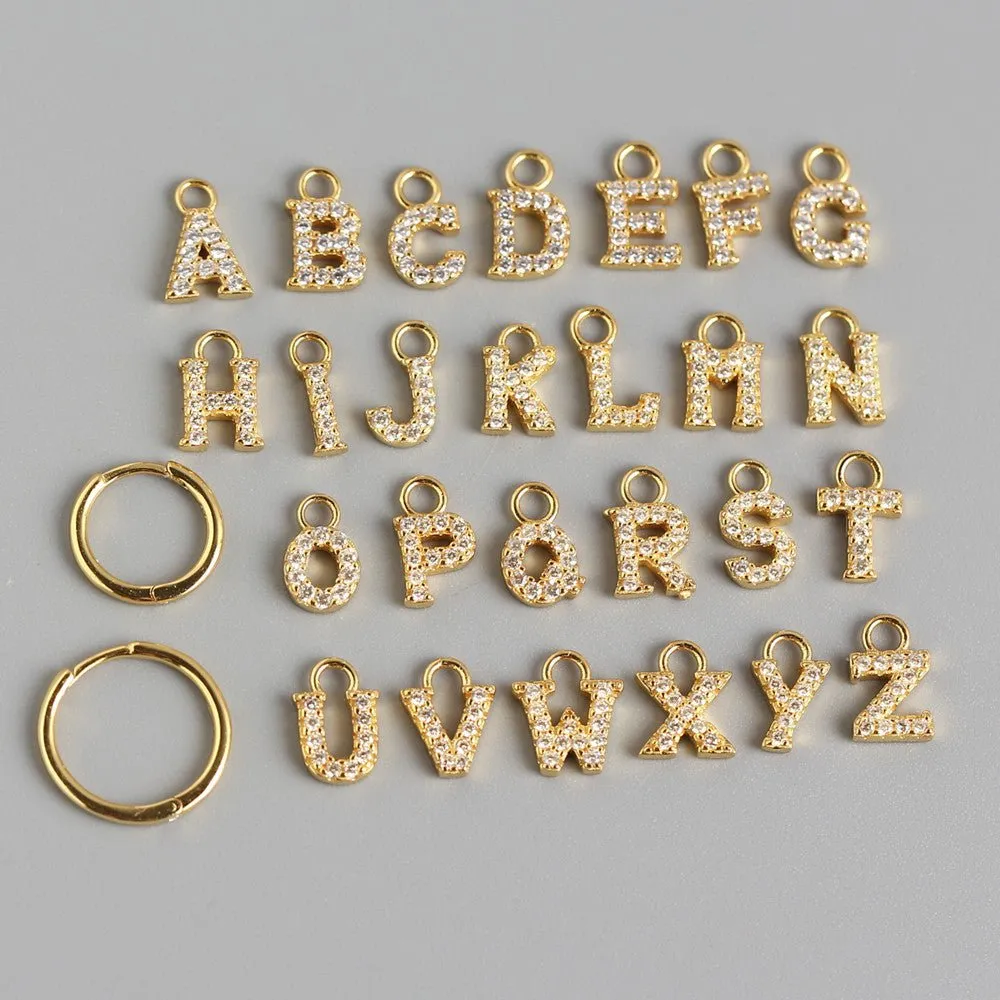 Inlaid Customizable Letter and Hoop Earrings
