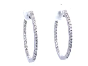 Inside Out Diamond Hoop Earrings in 18K White Gold