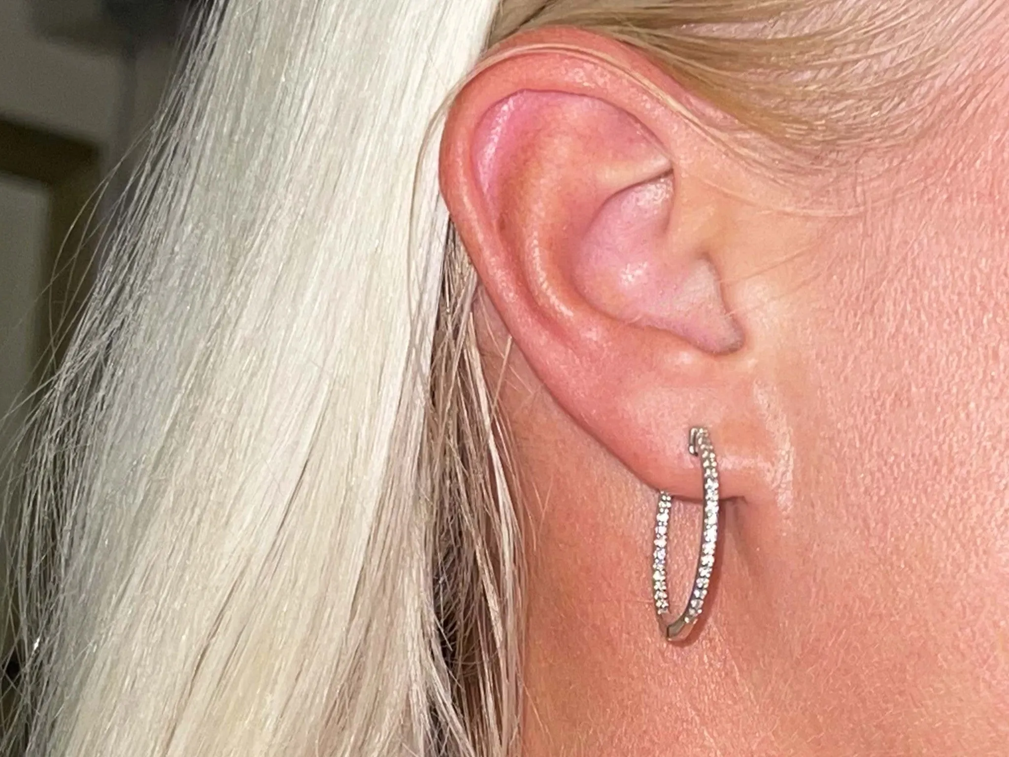Inside Out Diamond Hoop Earrings in 18K White Gold