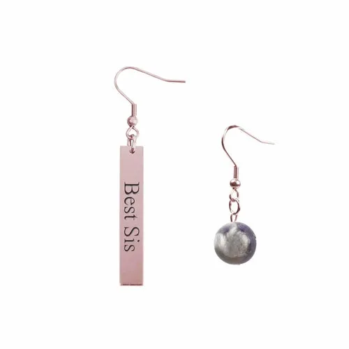 Inspirational Amethyst Mismatched Earrings - Made in USA with Stainless Steel and 12mm Stones