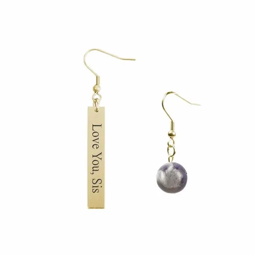 Inspirational Amethyst Mismatched Earrings - Made in USA with Stainless Steel and 12mm Stones