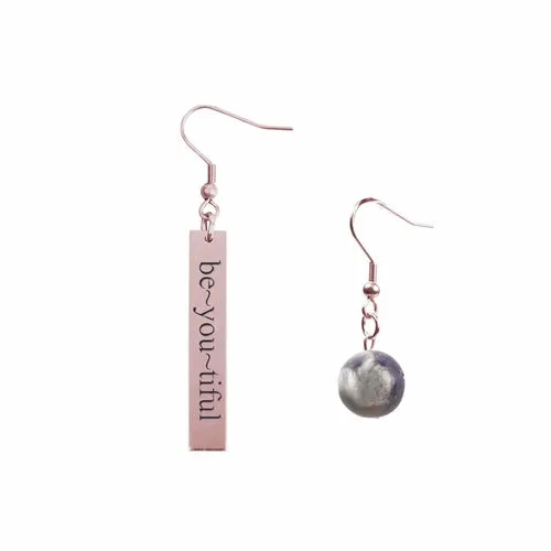 Inspirational Amethyst Mismatched Earrings - Made in USA with Stainless Steel and 12mm Stones