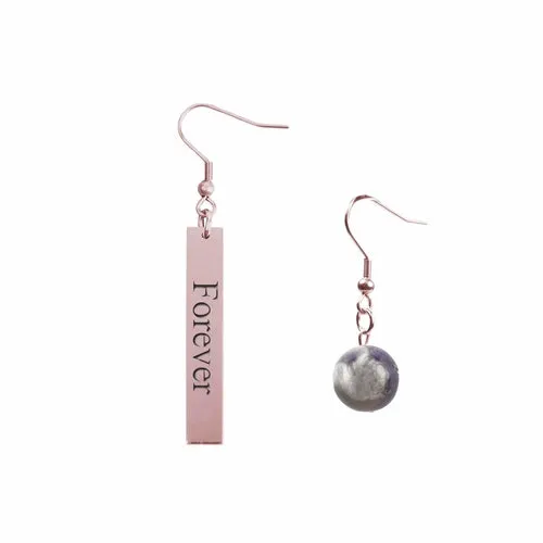 Inspirational Amethyst Mismatched Earrings - Made in USA with Stainless Steel and 12mm Stones