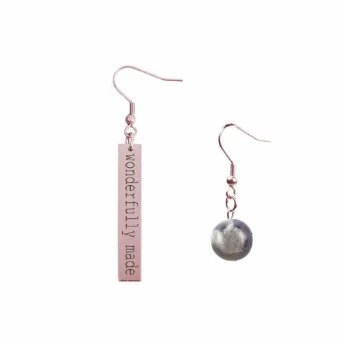 Inspirational Amethyst Mismatched Earrings - Made in USA with Stainless Steel and 12mm Stones