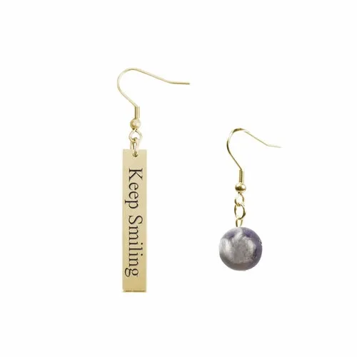 Inspirational Amethyst Mismatched Earrings - Made in USA with Stainless Steel and 12mm Stones