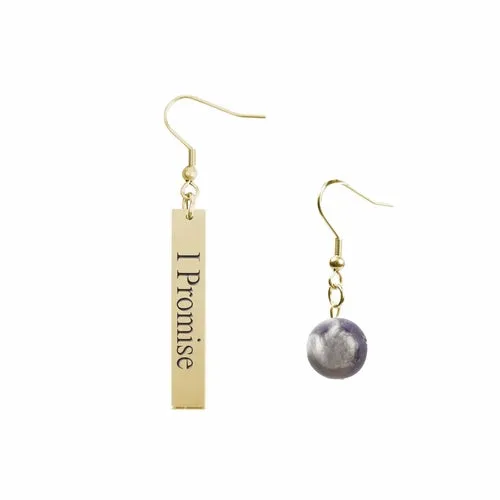 Inspirational Amethyst Mismatched Earrings - Made in USA with Stainless Steel and 12mm Stones