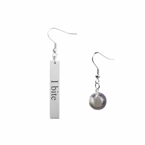 Inspirational Amethyst Mismatched Earrings - Made in USA with Stainless Steel and 12mm Stones