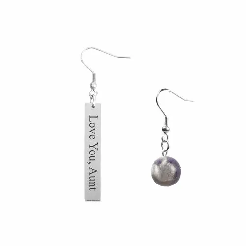 Inspirational Amethyst Mismatched Earrings - Made in USA with Stainless Steel and 12mm Stones