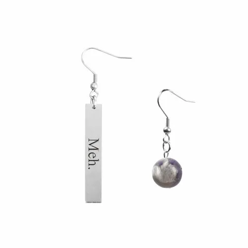 Inspirational Amethyst Mismatched Earrings - Made in USA with Stainless Steel and 12mm Stones