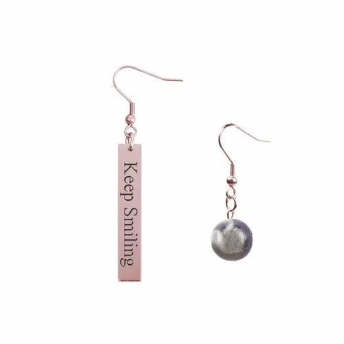 Inspirational Amethyst Mismatched Earrings - Made in USA with Stainless Steel and 12mm Stones