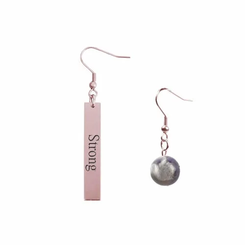 Inspirational Amethyst Mismatched Earrings - Made in USA with Stainless Steel and 12mm Stones