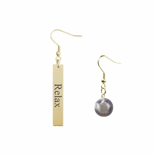 Inspirational Amethyst Mismatched Earrings - Made in USA with Stainless Steel and 12mm Stones