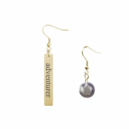 Inspirational Amethyst Mismatched Earrings - Made in USA with Stainless Steel and 12mm Stones