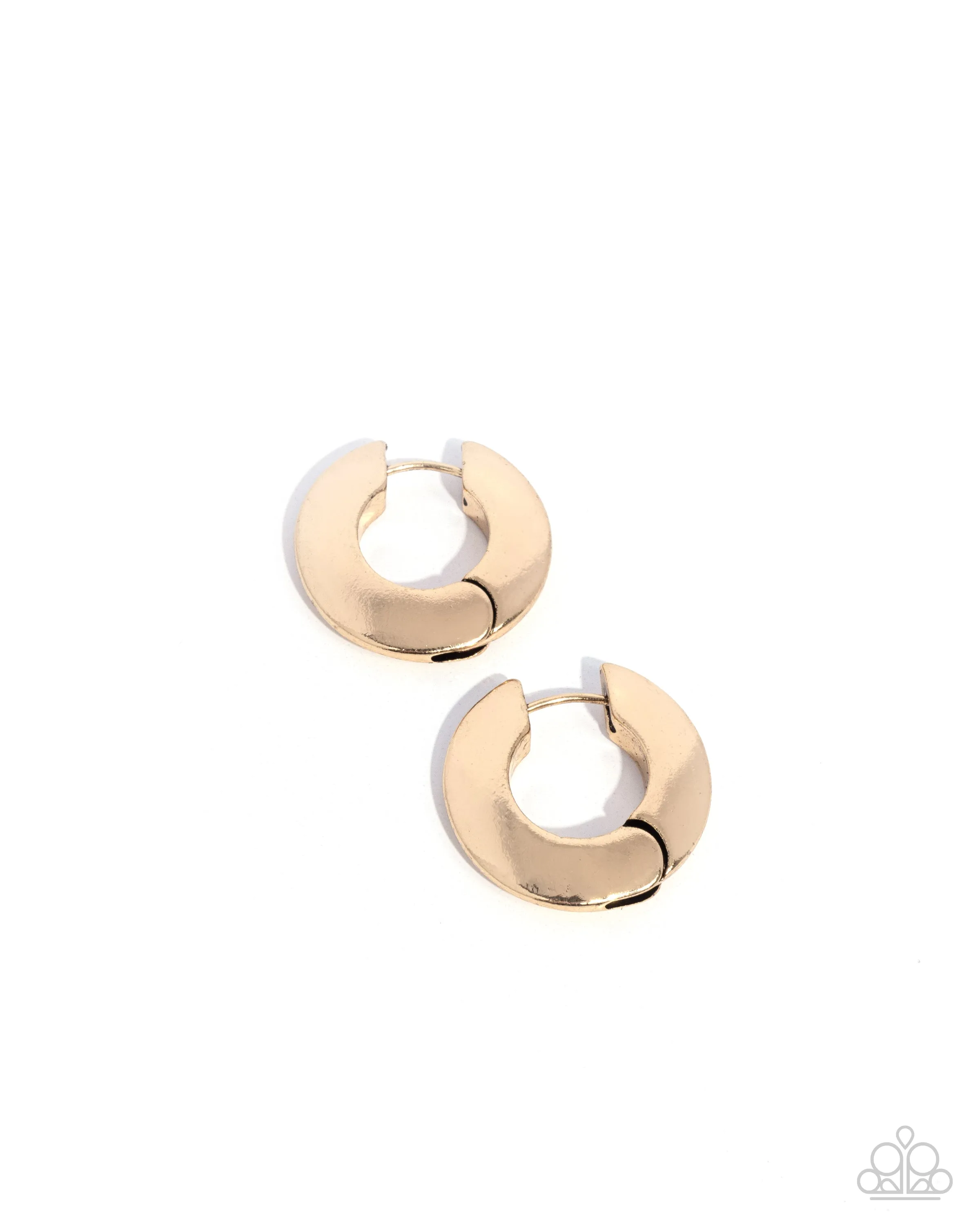 Intelligence Operation - Gold - Flat Paparazzi Hinge Hoop Earrings