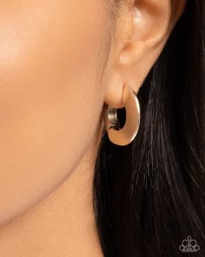 Intelligence Operation - Gold - Flat Paparazzi Hinge Hoop Earrings