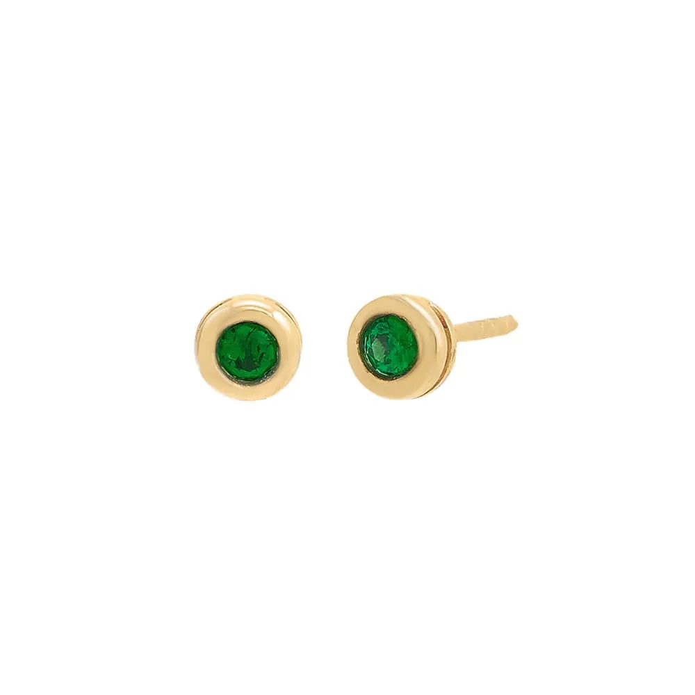 Itty Bitty Colored Bezel Stud Earring 14K