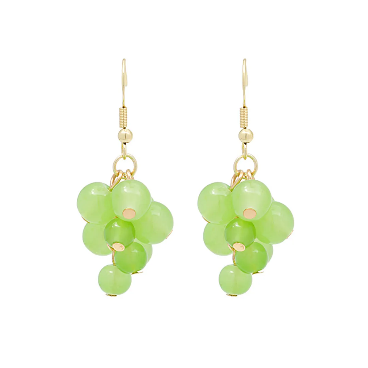 Jade & 18K Gold-Plated Grape Earrings