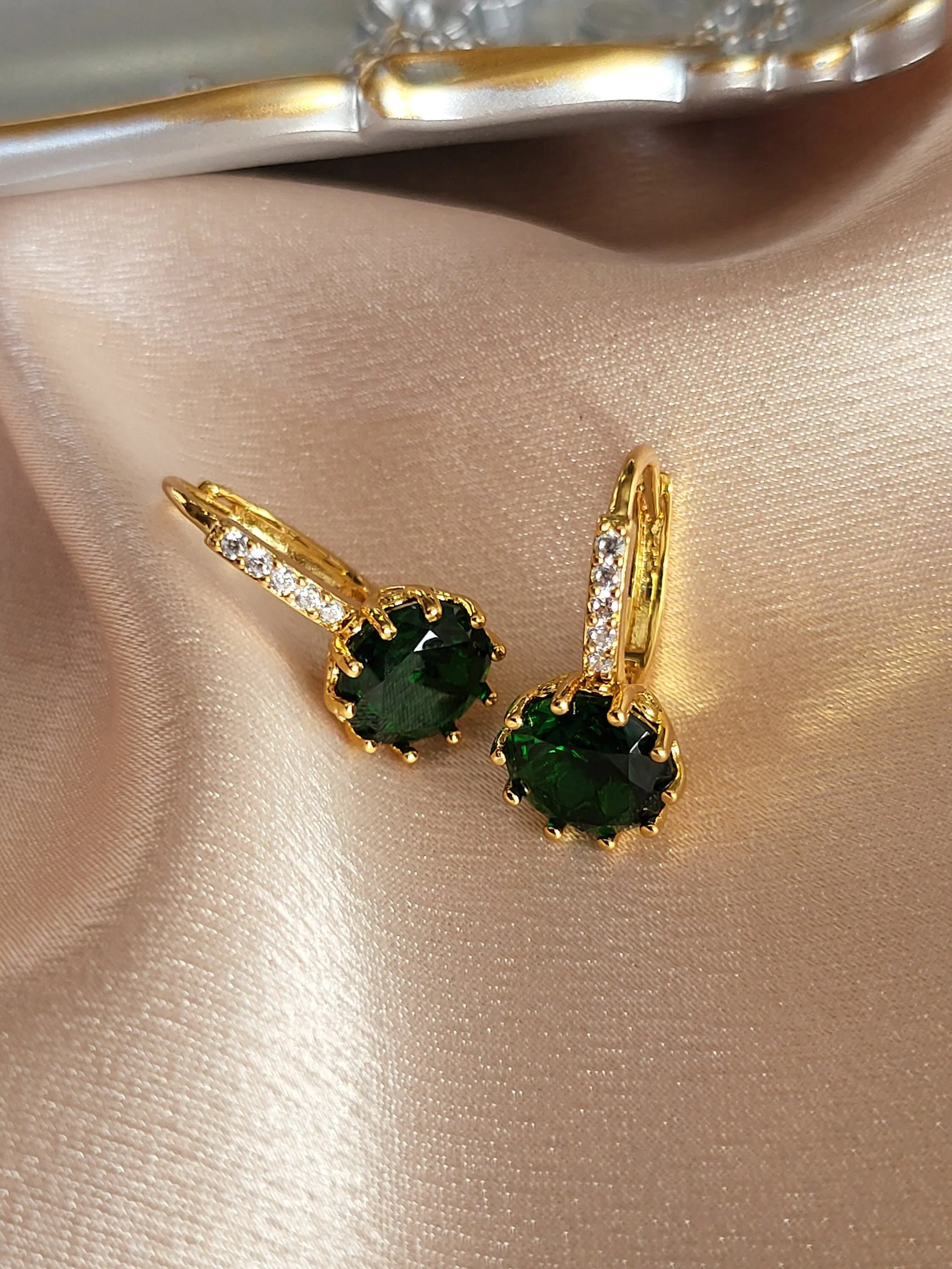 Jade Black -Emerald Green  Earrings, Anniversary Gift.