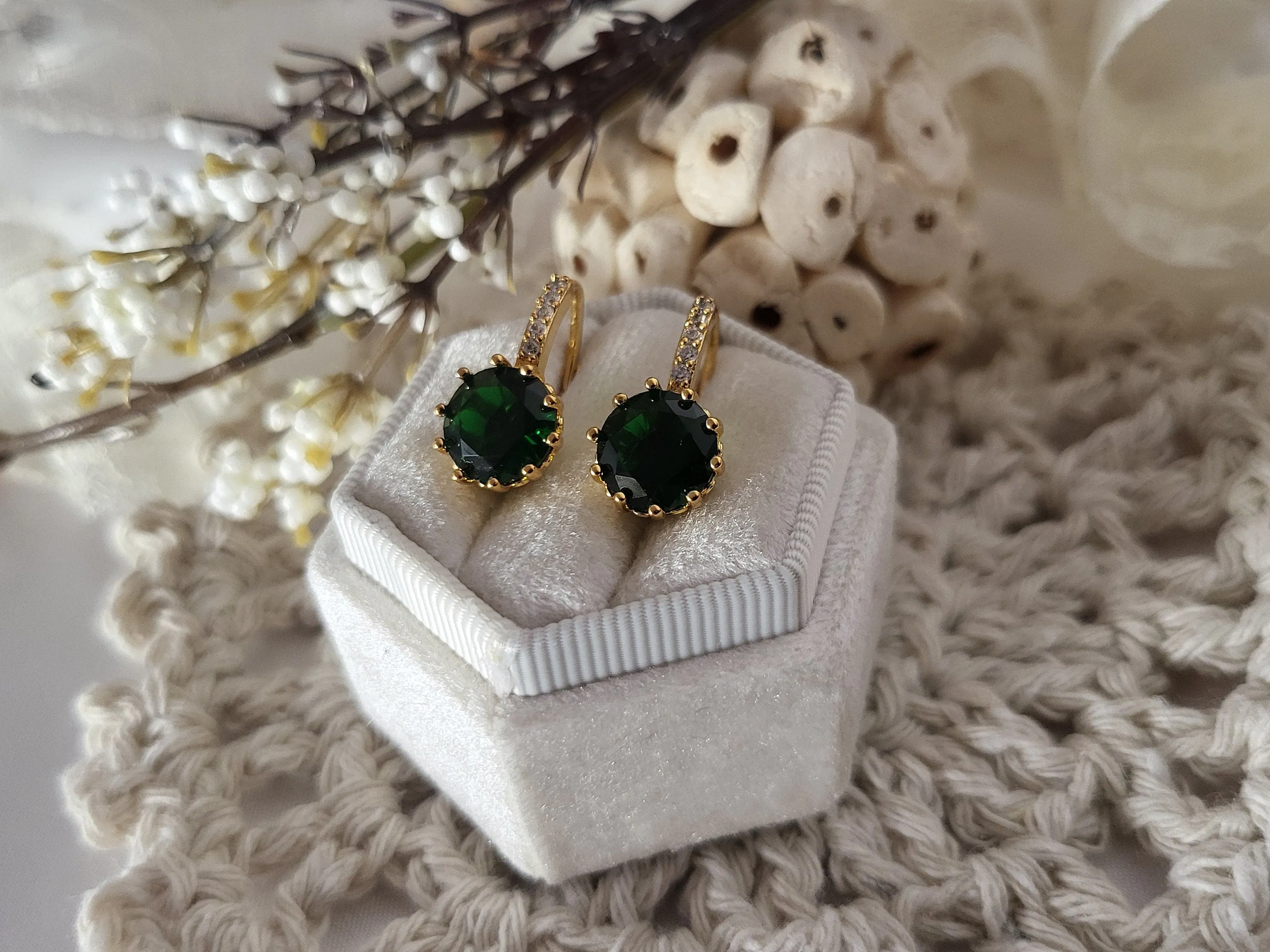 Jade Black -Emerald Green  Earrings, Anniversary Gift.