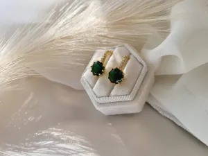 Jade Black -Emerald Green  Earrings, Anniversary Gift.