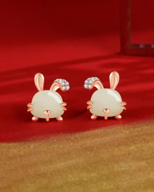 Jade Bunny Stud Earrings