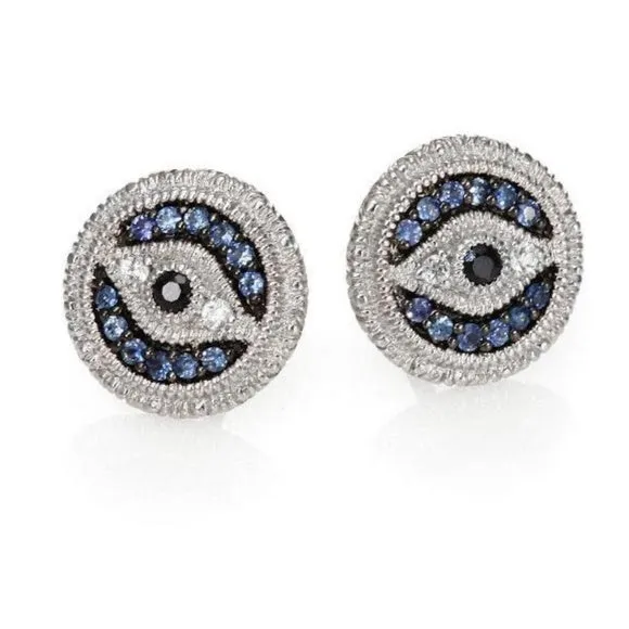 Judith Ripka Evil Eye Earrings in Sterling Silver
