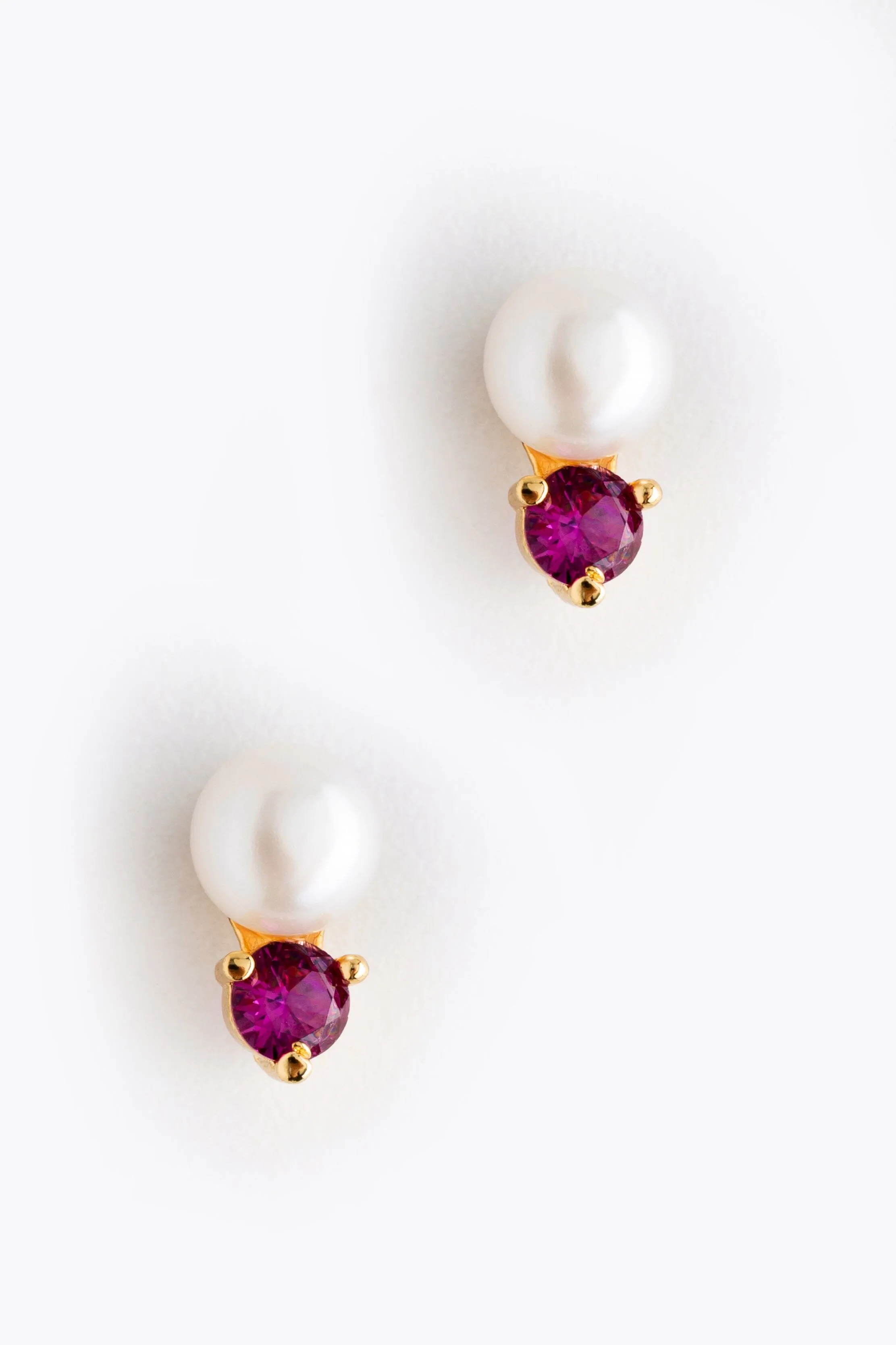 July Pearl Ruby Stud Earrings