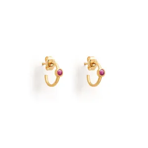 July Ruby Birthstone Astrea Hoop Earrings