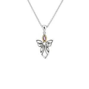 Keith Jack (Small) Guardian Angel Sterling Silver and 10K Yellow Gold Amethyst Pendant