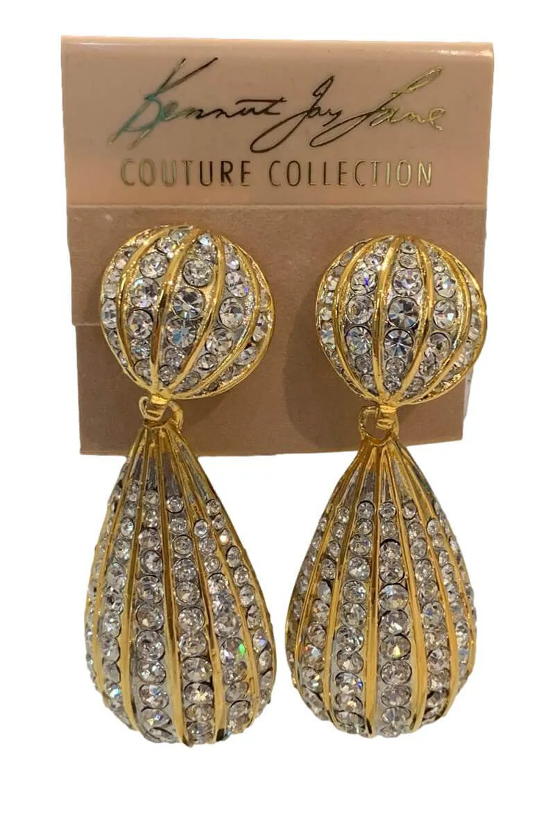 Kenneth Jay Lane Gold and Crystal Drop Earrings