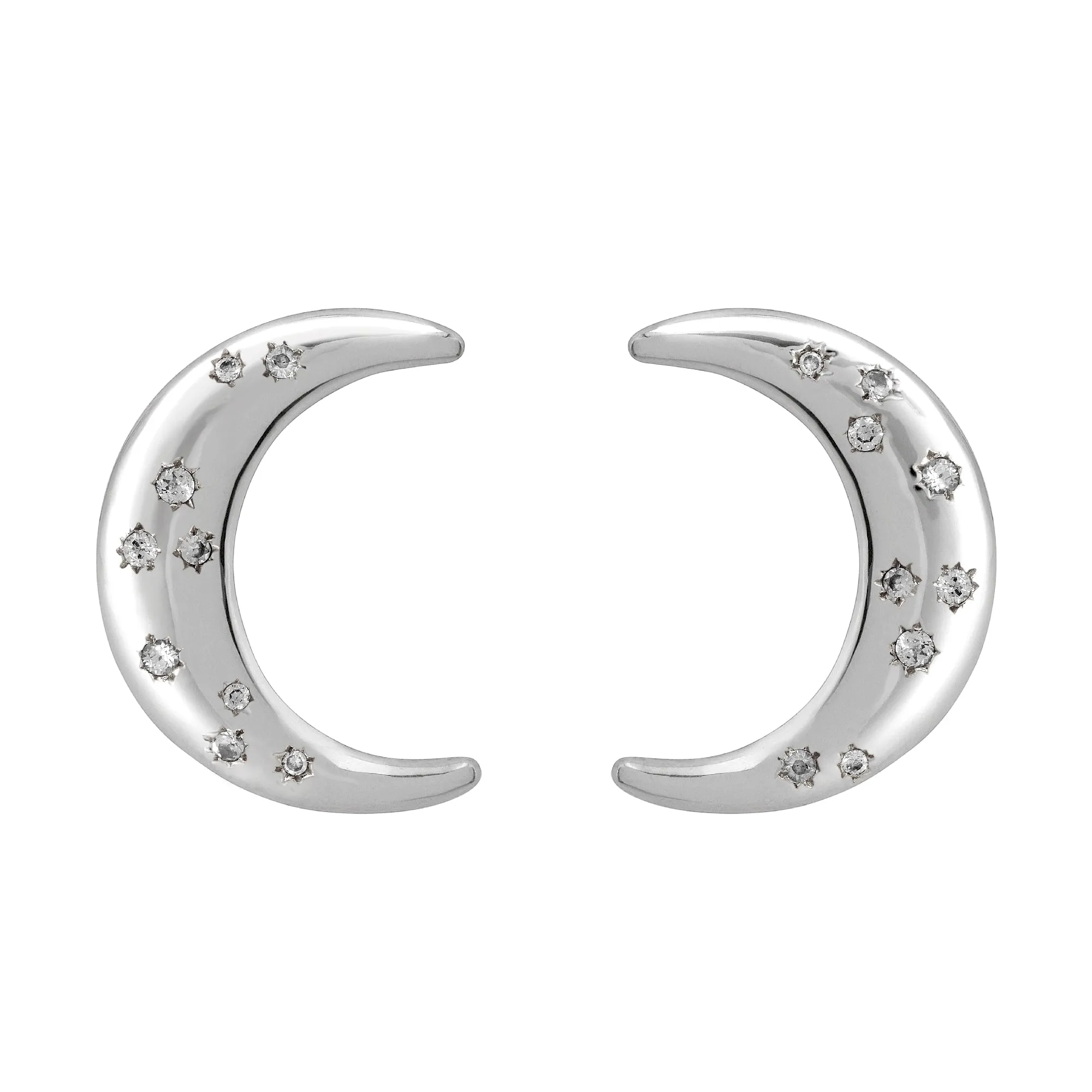 La Luna White Sapphire Earrings-Silver